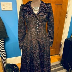 Fabulous Vintage Goth “Lip Service” Brocade Coat